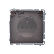 Gniazdo wtyczkowe pojedyncze w wersji IP44 z przesłonami torów prądowych -  klapka w kolorze transparentnym