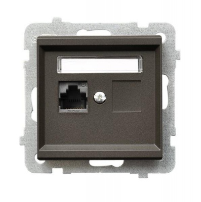 Gniazdo komputerowe, pojedyncze, kat. 6, mmC (czekoladowy metal)